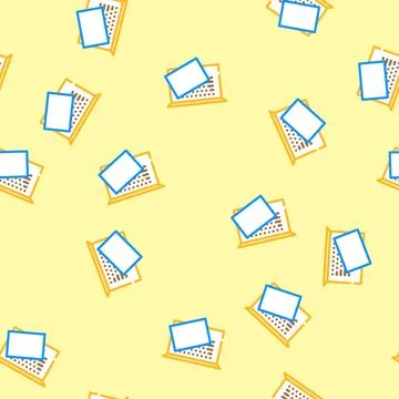 Laptop paper document vector seamless pattern Stock Illustration