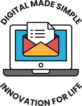 A laptop with a paper envelope on it Stock Illustration