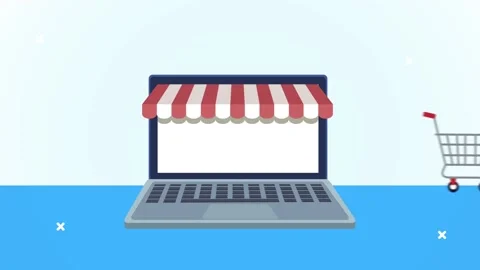 Laptop with parasol ecommerce technology Stock Footage 150219052
