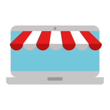 Laptop with parasol icon Illustrazione stock