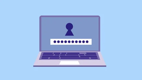 Laptop With Password Cyber Security Technology 2d Animation with Alpha Matte Stock Footage 336293528