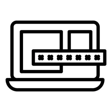 Laptop password icon outline vector. Sms login Stockillustratie