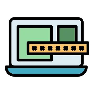 Laptop password icon vector flat Stock Illustration