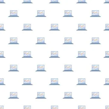 Laptop pattern featuring financial data analysis and business growth 스톡 일러스트