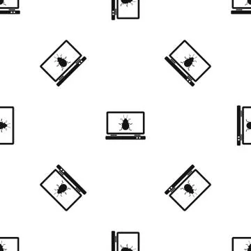 Laptop pattern seamless black イラスト素材