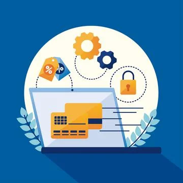 Laptop with payment solutions Stock Illustration