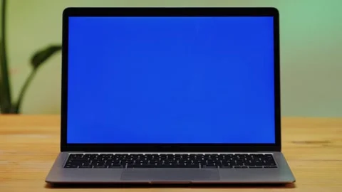 Laptop PC Computer with chroma key green screen on monitor. Gamer man playing in Stock Footage 270479646