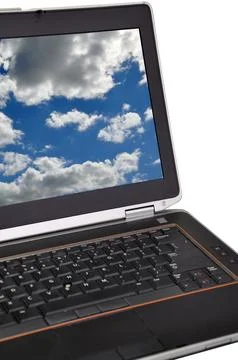 The laptop PC isolated on background Stock Photos