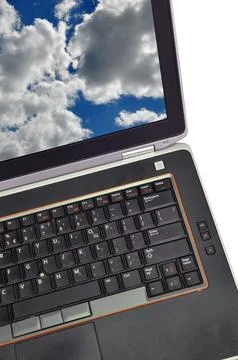 The laptop PC isolated on background Stock Photos