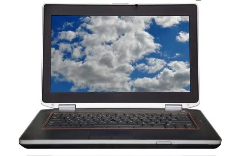 The laptop PC isolated on background Stock Photos