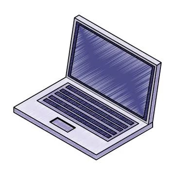 Laptop pc isometric scribble Stock Illustration
