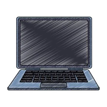 Laptop pc technology scribble Stock Illustration