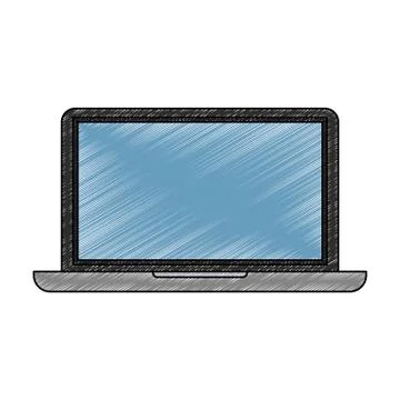 Laptop pc techology scribble Stock Illustration