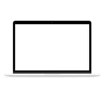 Laptop pc vector drawing flat design blank screen on white background Stock Illustration