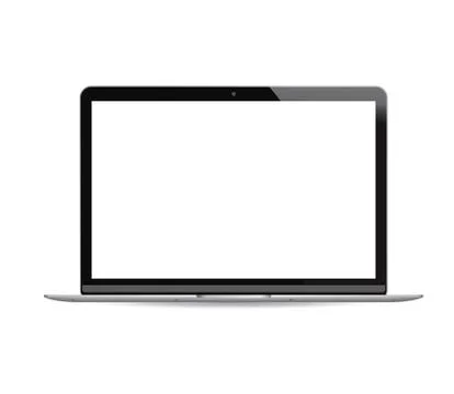 Laptop pc white lcd screen isolated on background Stock Illustration