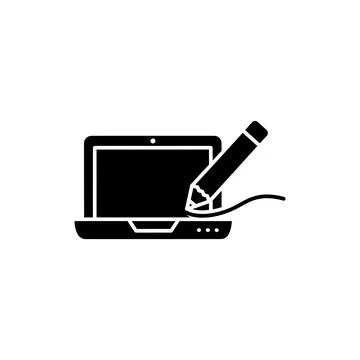 Laptop with pencil creative work design remote icon Stock Illustration
