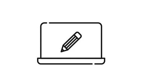 Laptop with pencil icon イラスト素材