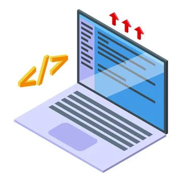 Laptop performance management icon isometric vector. Company report Illustrazione stock