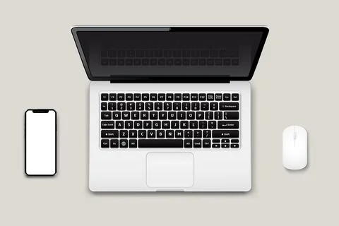 Laptop, phone, computer mouse mockup Stock Illustration