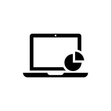 Laptop with Pie Chart Analytics Icon Stock Illustration
