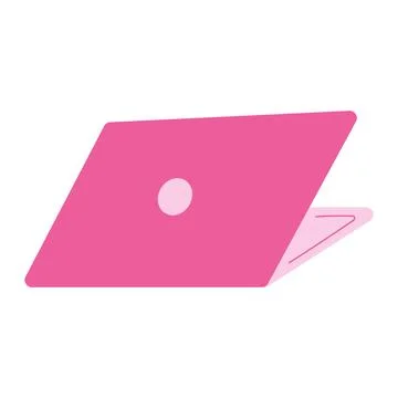 Laptop pink study work doll icon element Stock Illustration