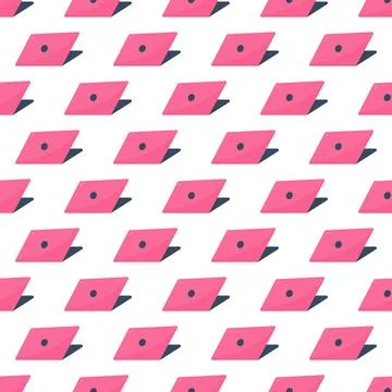 Laptop pink work online computer elements pattern Illustrazione stock