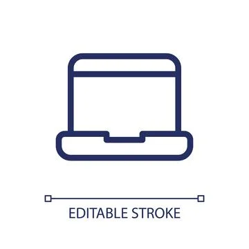 Laptop pixel perfect linear ui icon Ilustração Stock