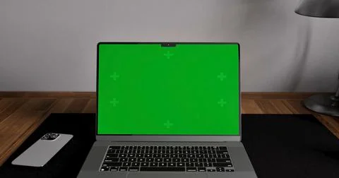 Laptop place on office table Stock Illustration