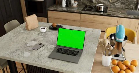 Laptop place on room table Stock Illustration