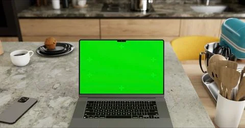 Laptop place on room table Stock Illustration