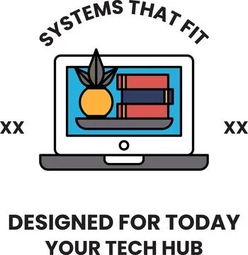 A laptop with a plant on it and a stack of books Stock Illustration