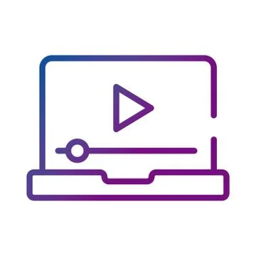 Laptop with play button video content gradient style icon Stock Illustration