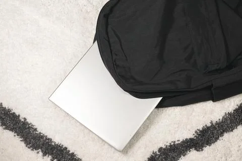 Laptop pocket or section in backpack. Close up. Stock Photos