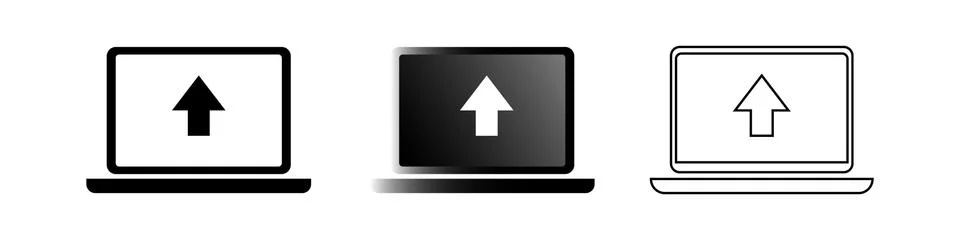 Laptop with pointer or cursor icons. Modern vector pictogram illustration Stock Illustration