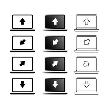Laptop with pointer or cursor icons. Modern vector pictogram illustration Stock Illustration