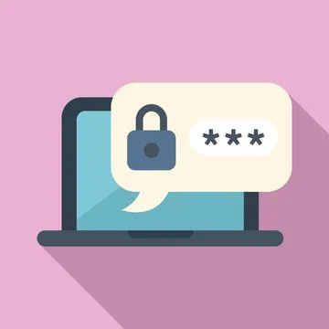 Laptop policy icon flat vector. Mobile account Stock Illustration