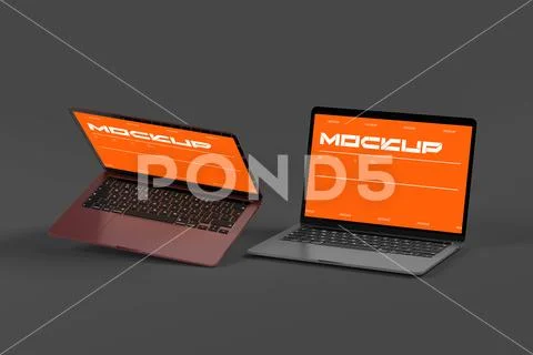 Laptop Presentation Mockup Scene Template PSD