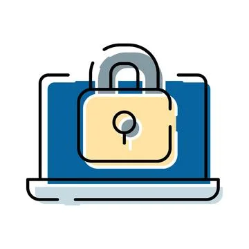 Laptop presenting data protection and digital security icon Stock Illustration
