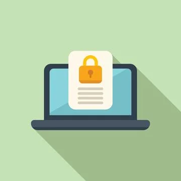 Laptop privacy data icon flat vector. Personal use Illustrazione stock