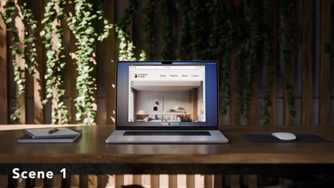 Laptop Pro Mockup - Concrete Workspace - 6-SET AE Template Stockmateriaal After Effects
