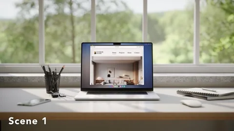 Laptop Pro Mockup - Minimalistic Interior - 6-SET AE Template After Effects stock