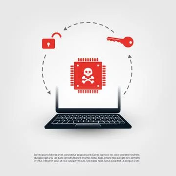 Laptop with a Processor Affected by Meltdown &amp; Spectre Critical Security Holes Stock Illustration