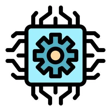 Laptop processor icon color outline vector イラスト素材