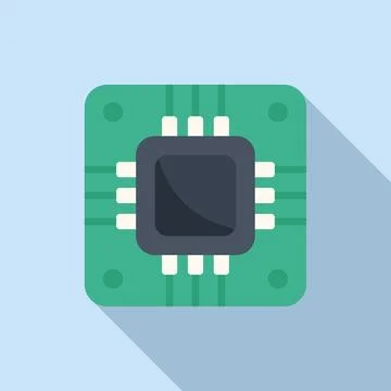 Laptop processor icon flat vector. Button tool wrench 库存插图