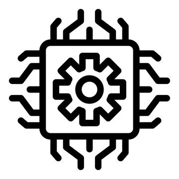 Laptop processor icon, outline style 스톡 일러스트