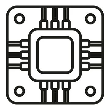 Laptop processor icon outline vector. Button tool wrench Stock Illustration