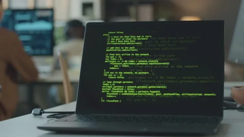 Laptop with Program Code on Screen Stock Footage 259150844