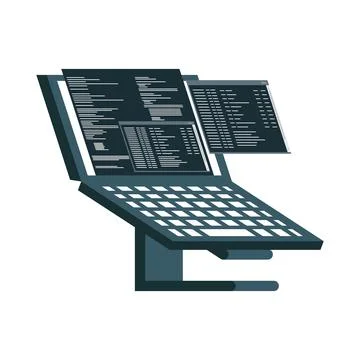 Laptop with programming code Stock Illustration