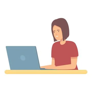 Laptop programming icon cartoon vector. Computer technology Stock Illustration