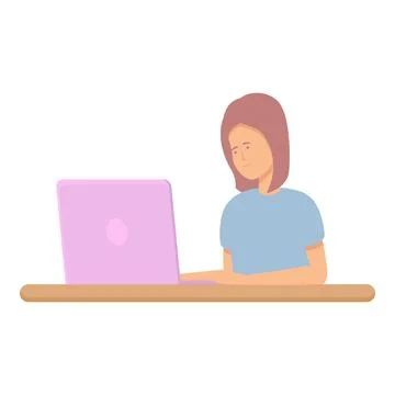 Laptop programming icon cartoon vector. Children class Stock Illustration